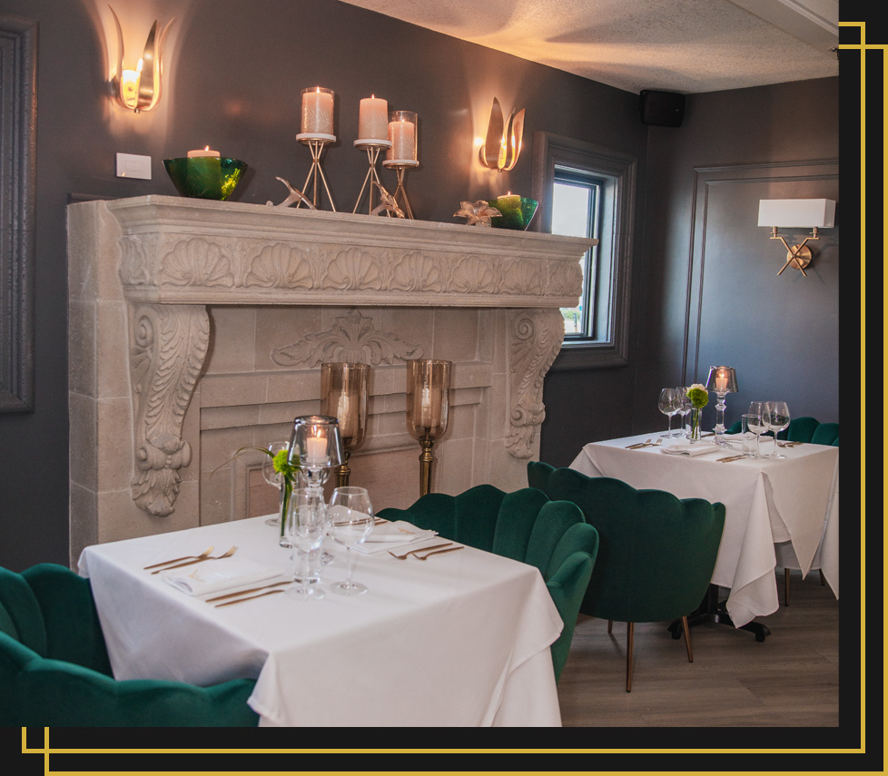 Interior dining room with fire place at Valentino Ristorante Italiano